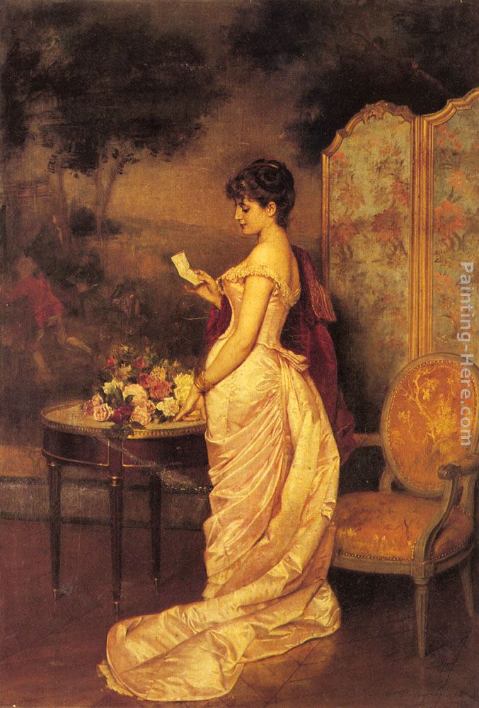 The Love Letter painting - Auguste Toulmouche The Love Letter art painting